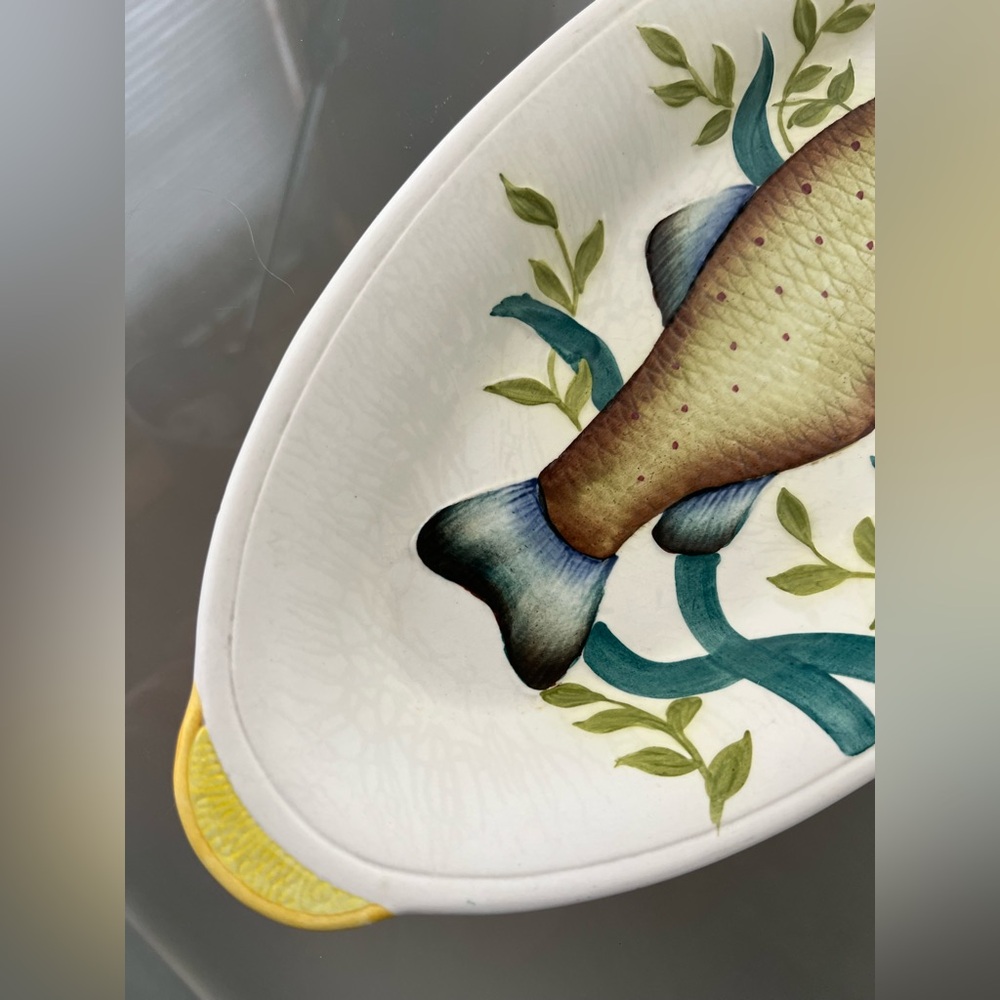 🐠Vintage 50s Fish Oval Handpainted Serving Dish Platter | E. Radford England - Picture 11 of 17